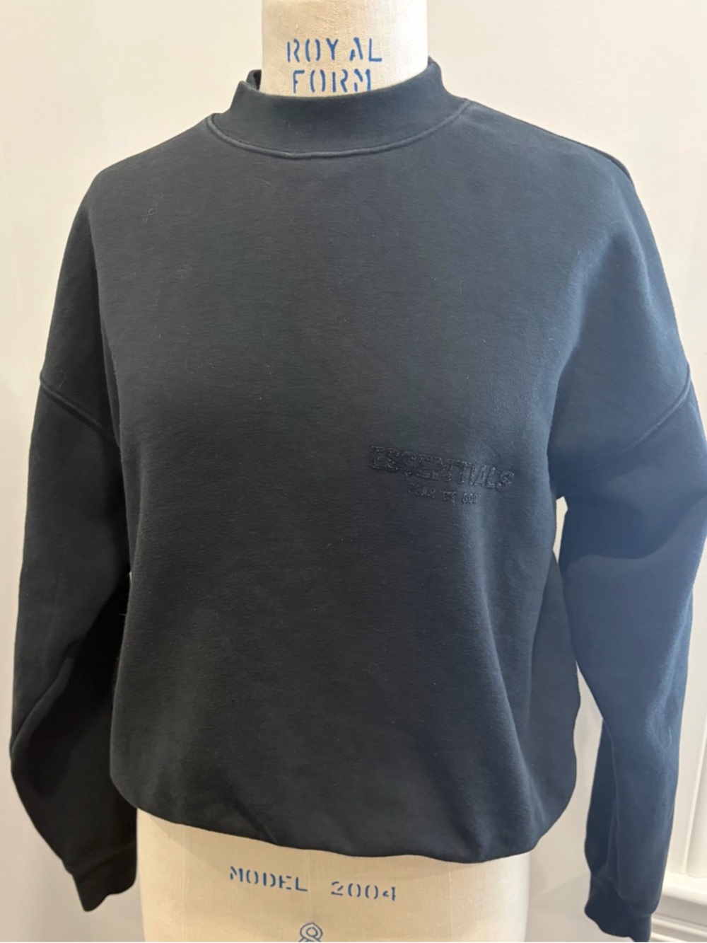 Essentials Black Sweatshirt with Cream Label Detail
